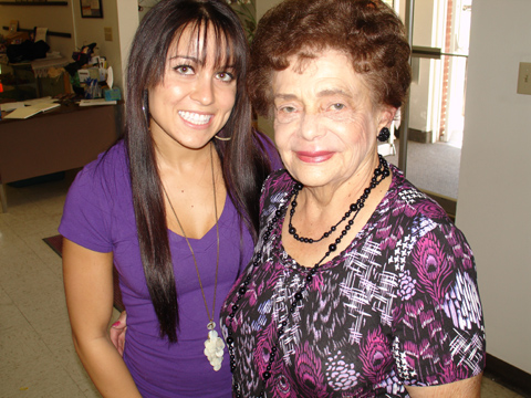 Aunt Sarah, celebrating her 80th birthday, pictured here with her granddaughter, Maria